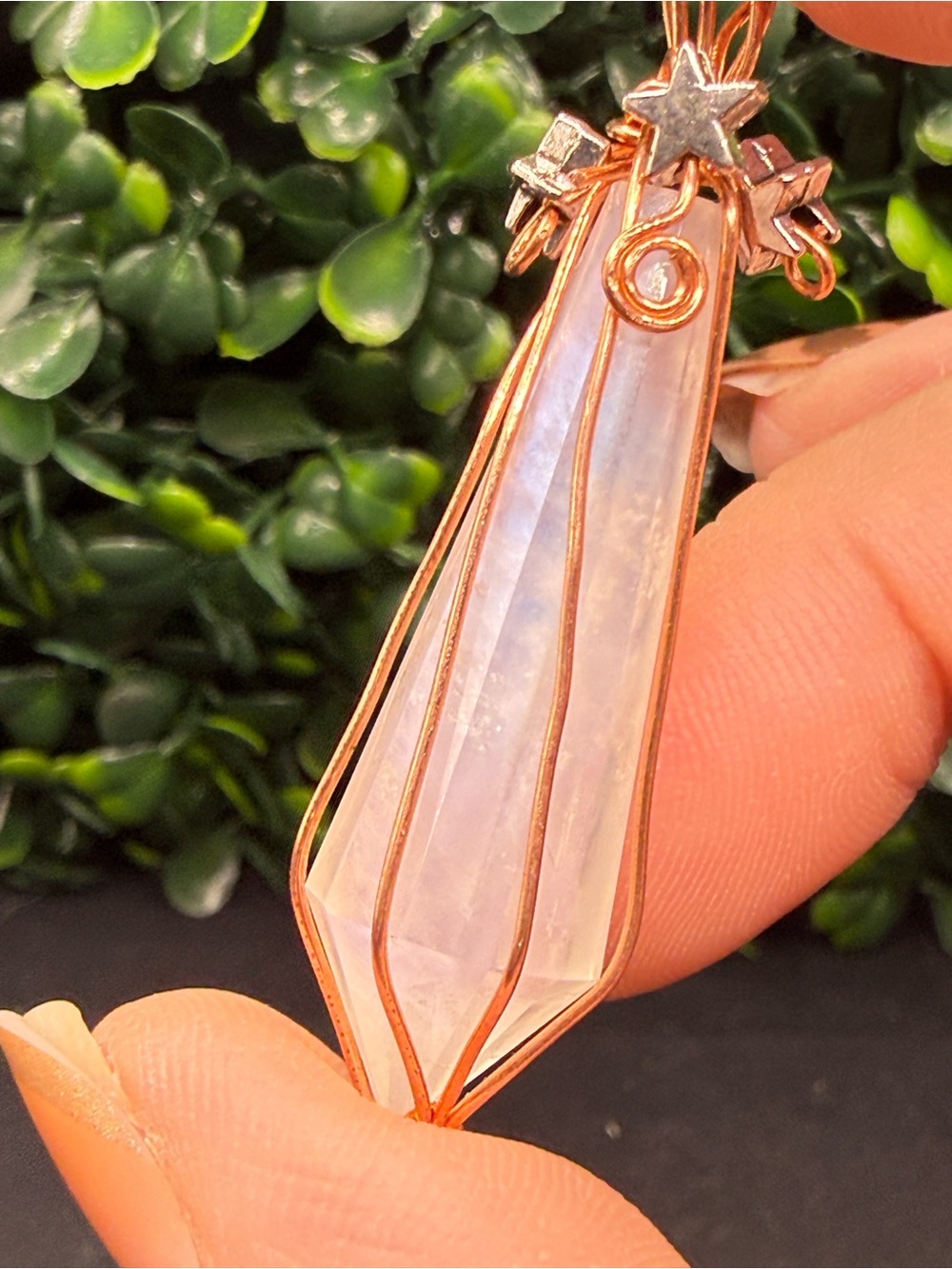 Handcrafted Moonstone Wand Pendant - Created by local artisan